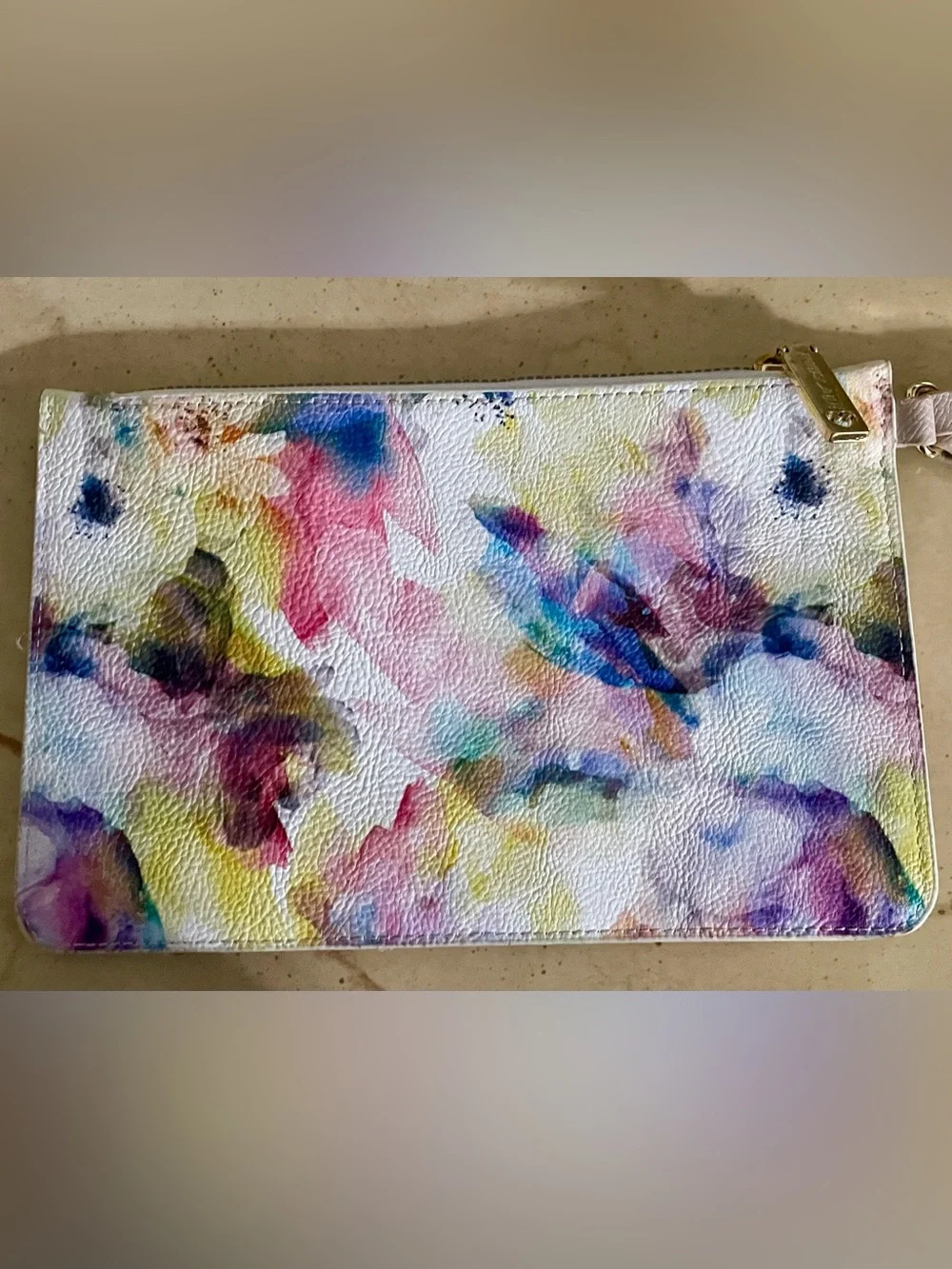 Betsey Johnson White Multicolor Watercolor Floral Clutch